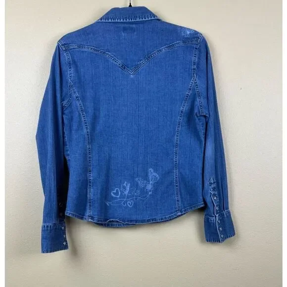 Levi's Tops Shirt Blue Denim Button-Up Size L - Picture 3 of 8